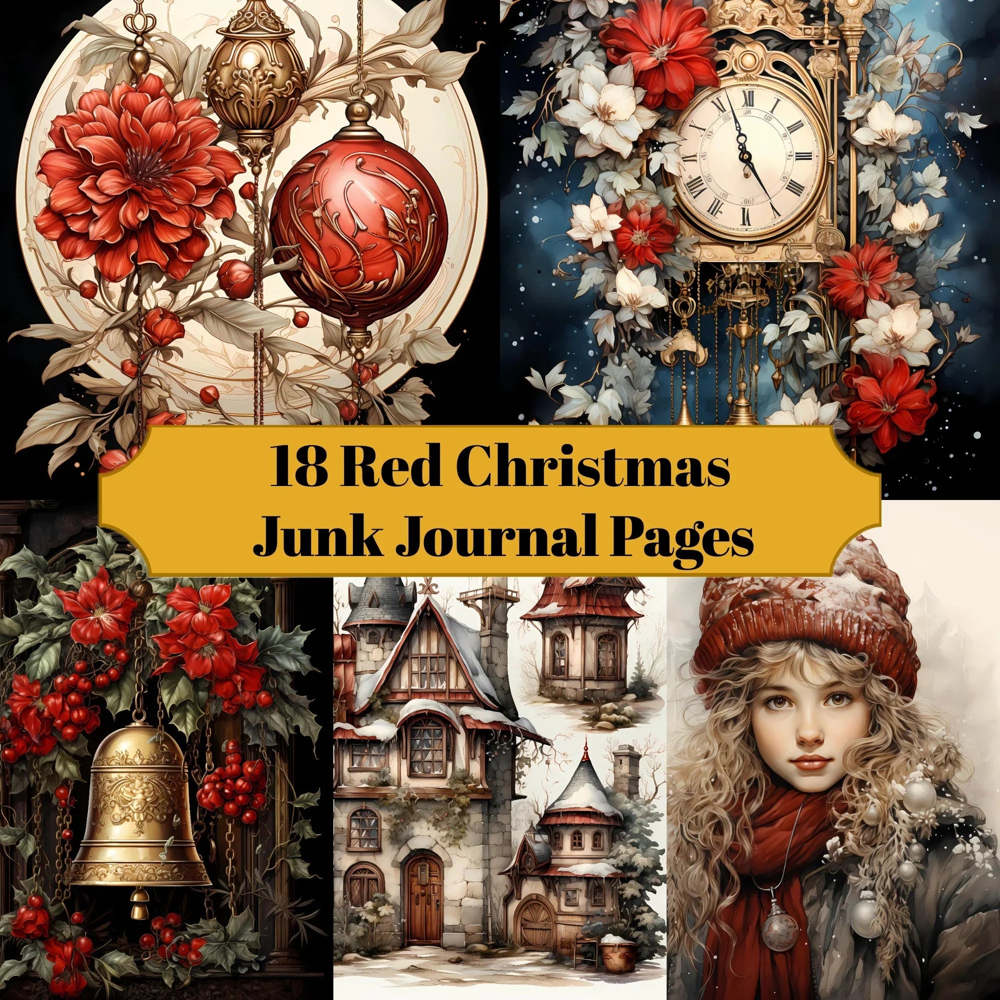 Red Christmas Junk Journal Pages - CraftNest