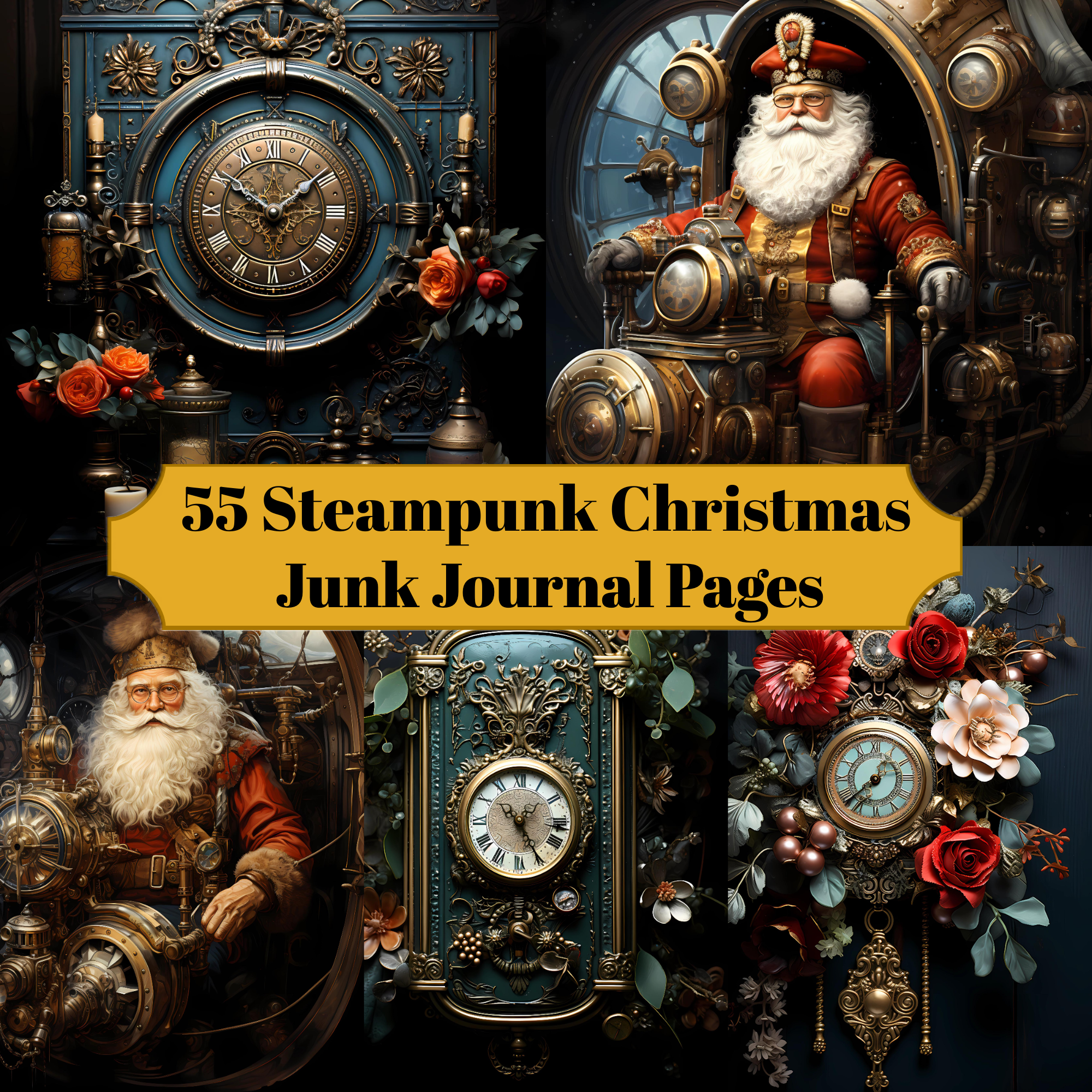 Steampunk Christmas Junk Journal Pages