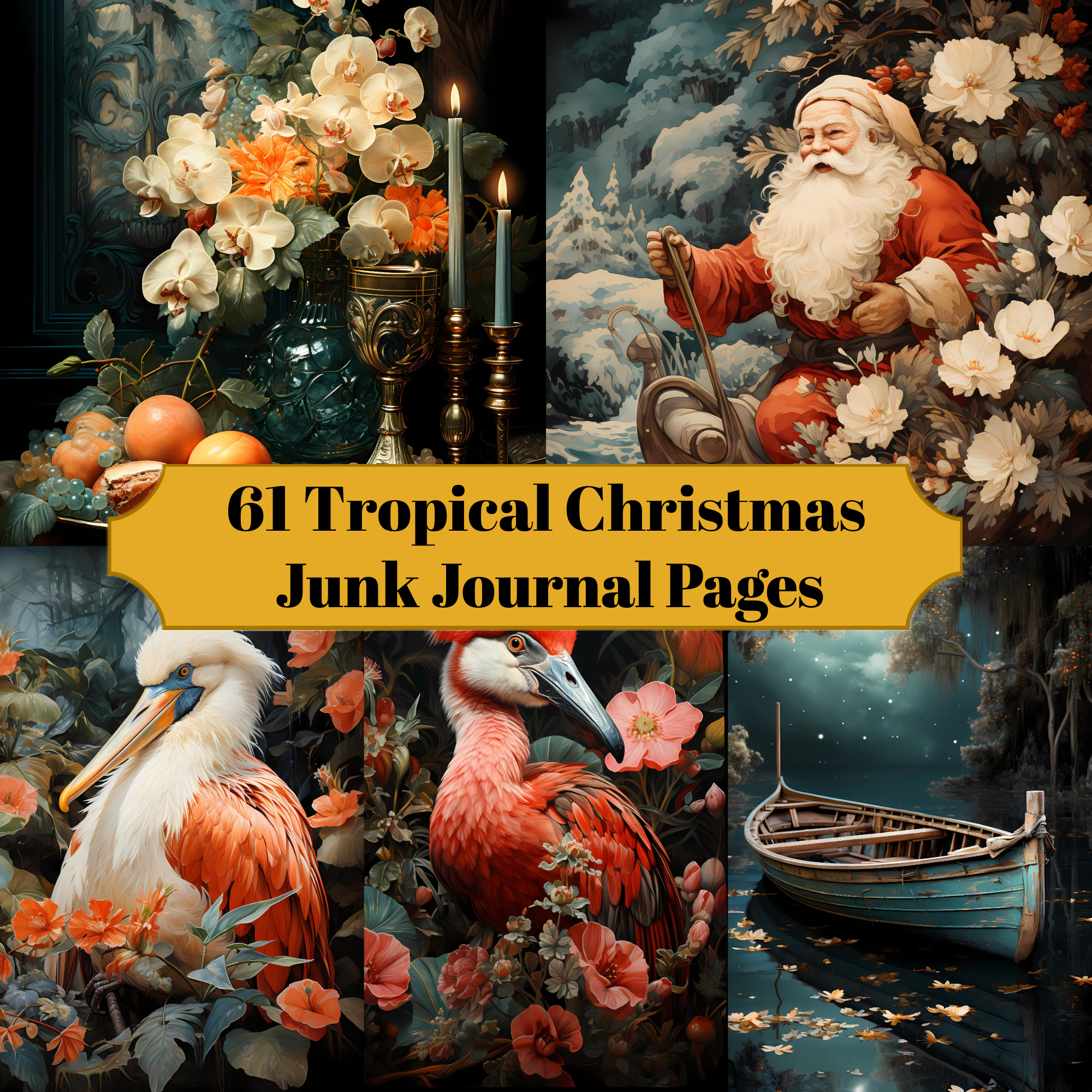 Tropical Christmas Junk Journal Pages