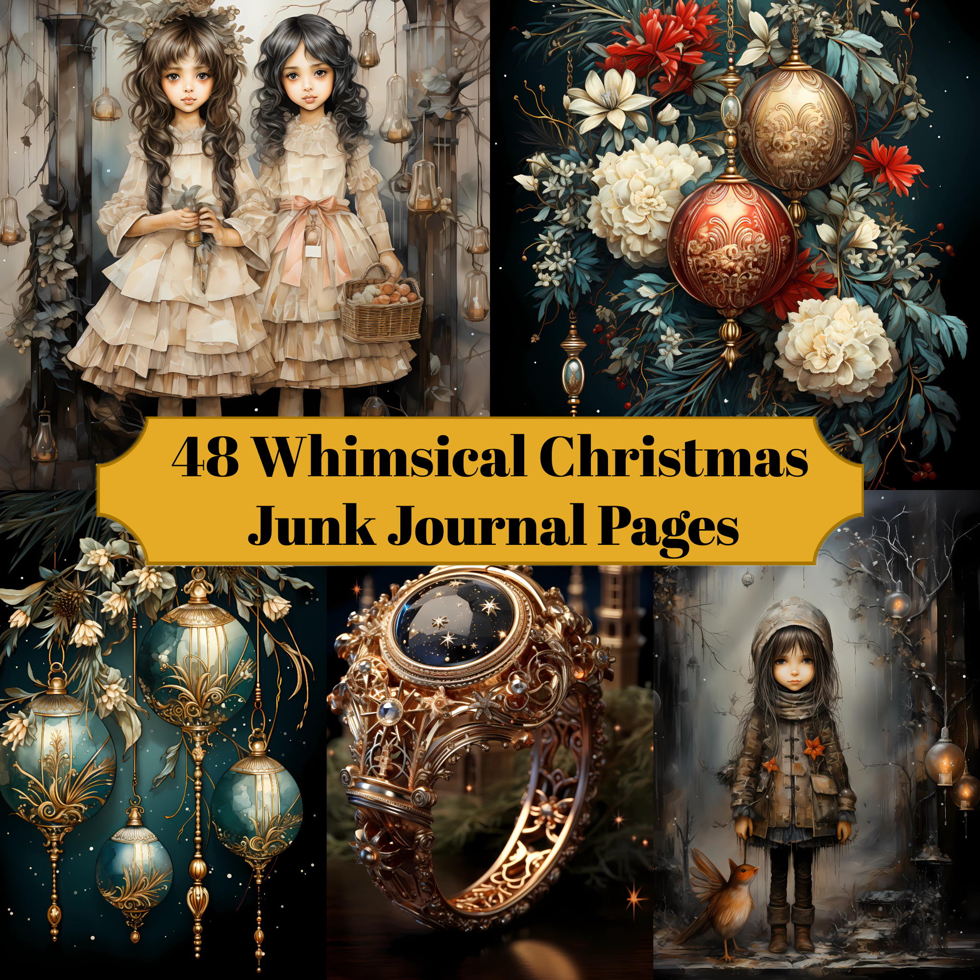 Whimsical Christmas Junk Journal Pages