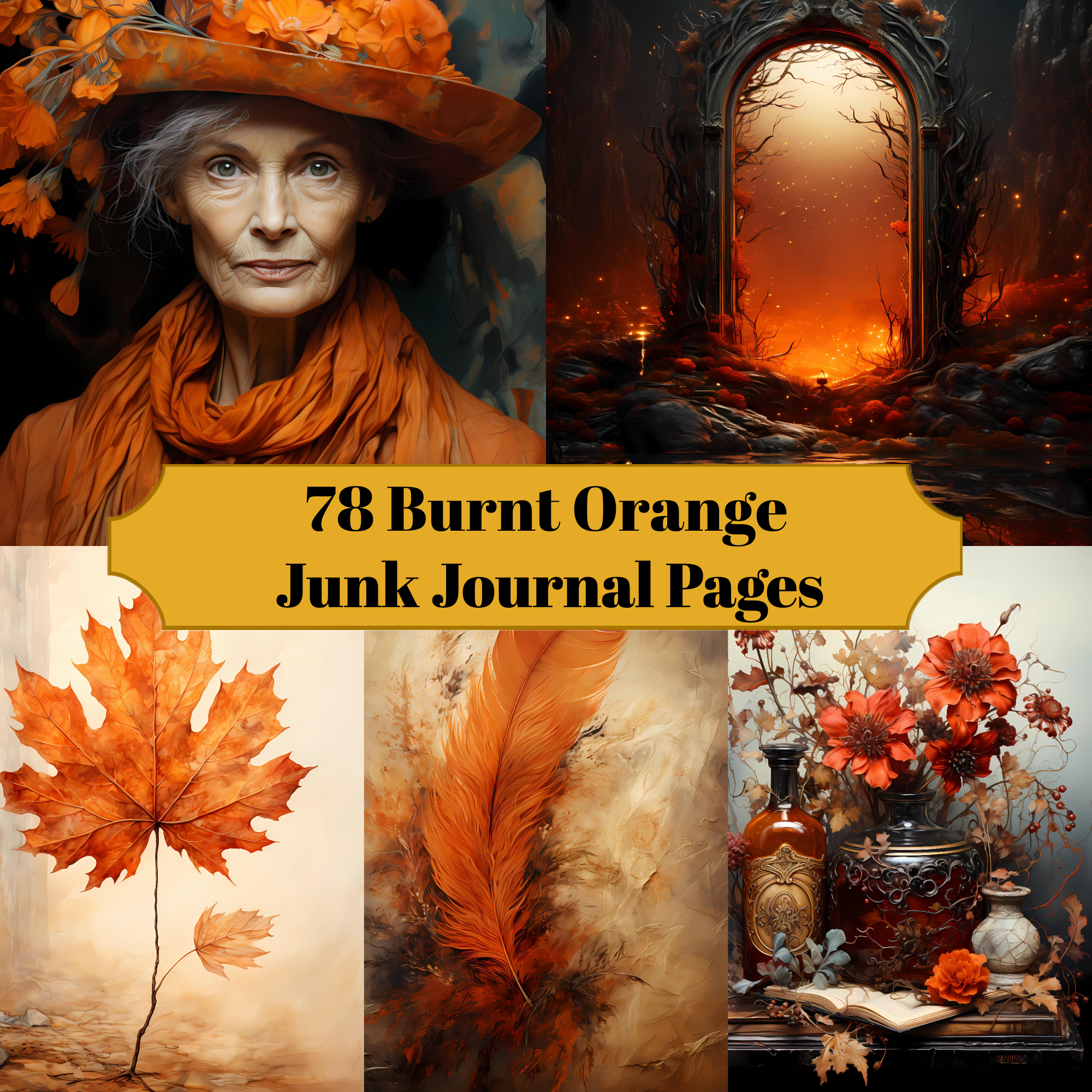 Burnt Orange Junk Journal Pages