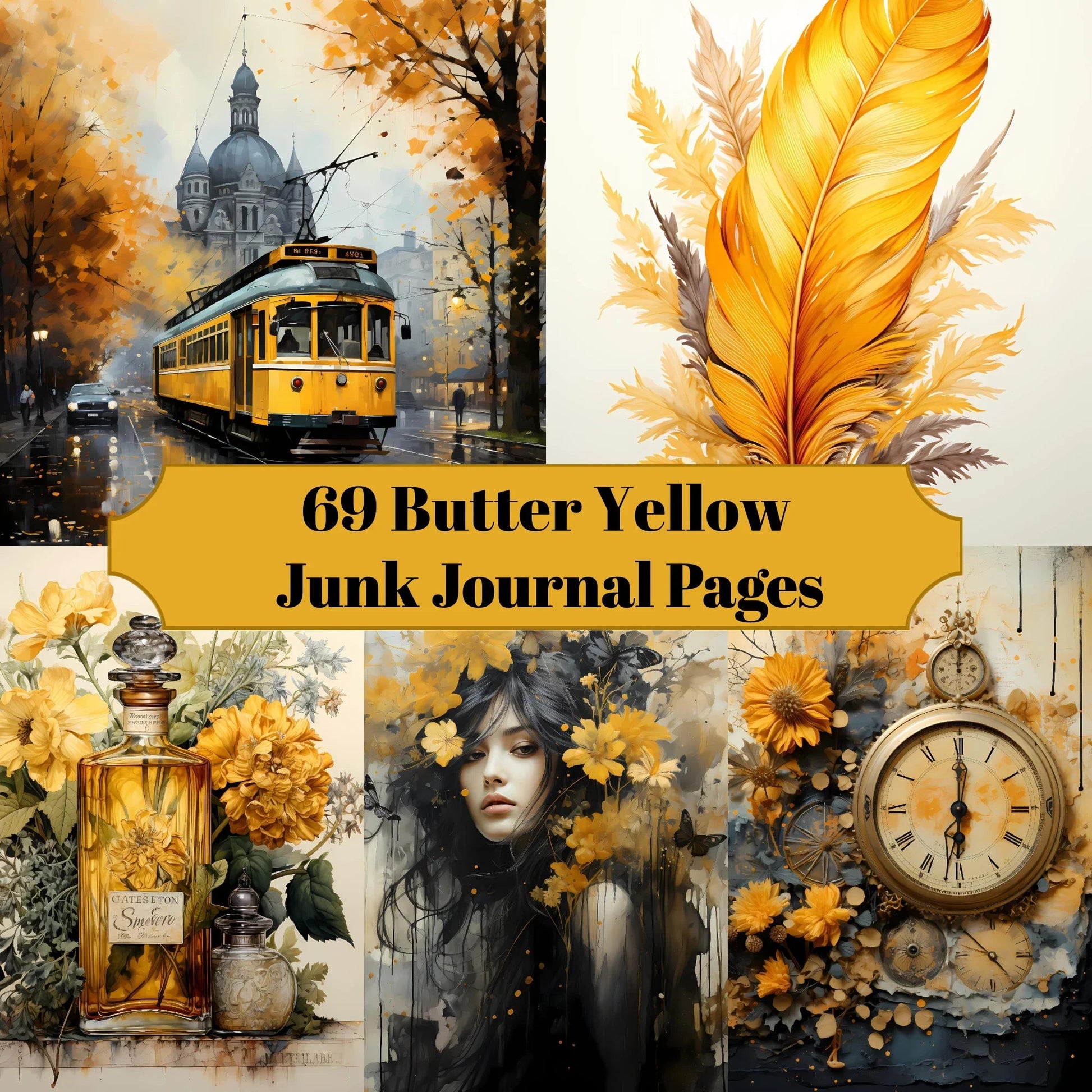 Butter Yellow Junk Journal Pages - CraftNest