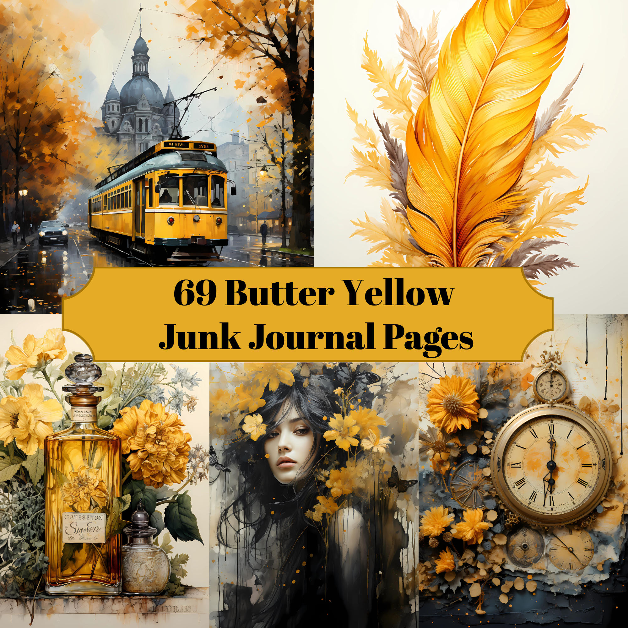Butter Yellow Junk Journal Pages