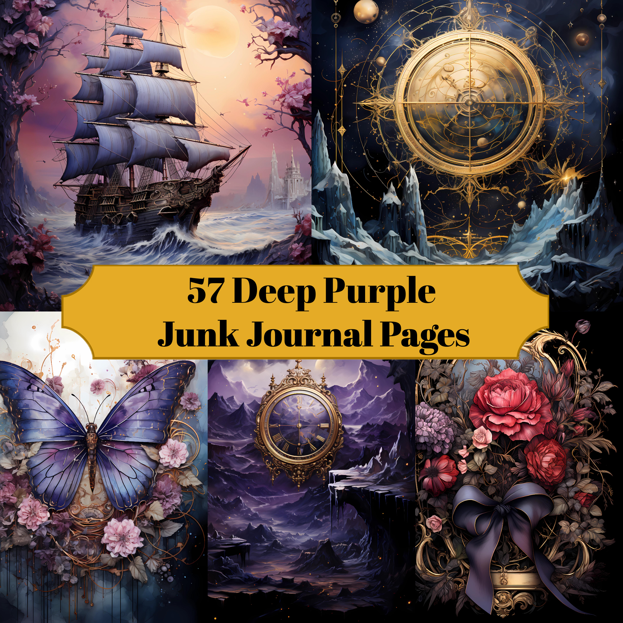 Deep Purple Junk Journal Pages