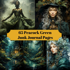 Peacock Green Junk Journal Pages - CraftNest
