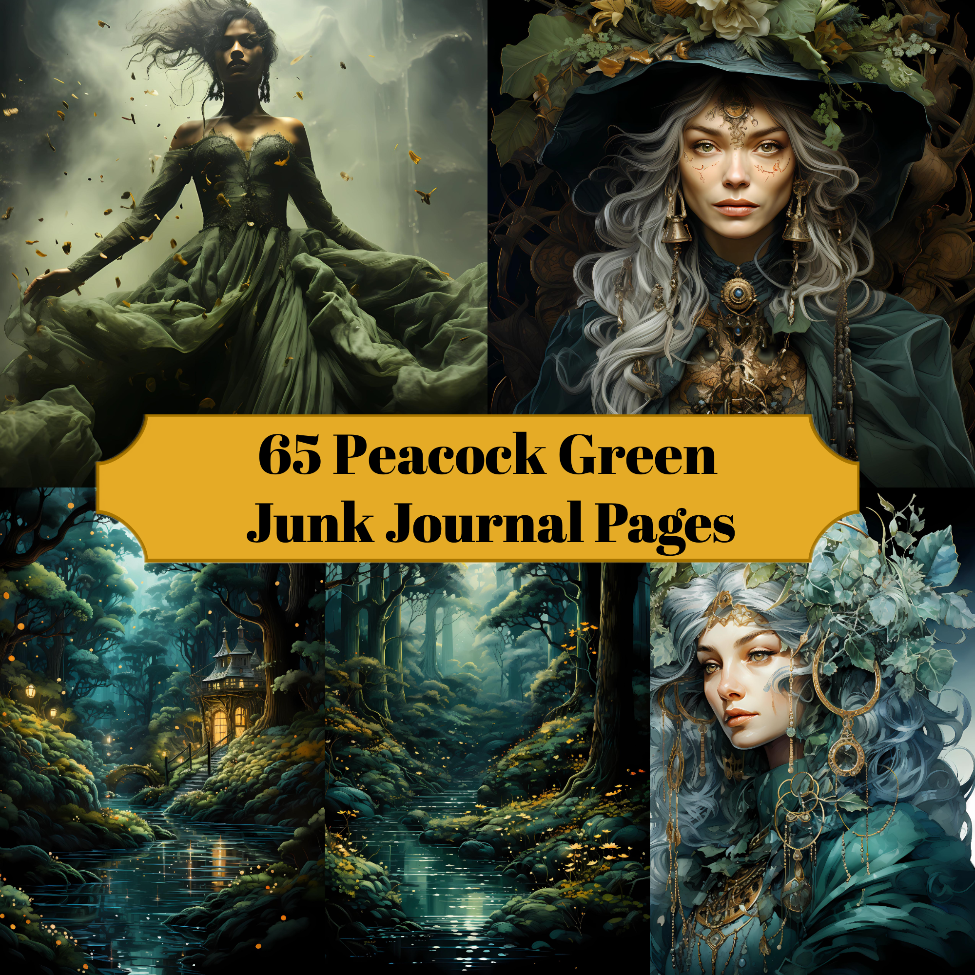 Peacock Green Junk Journal Pages