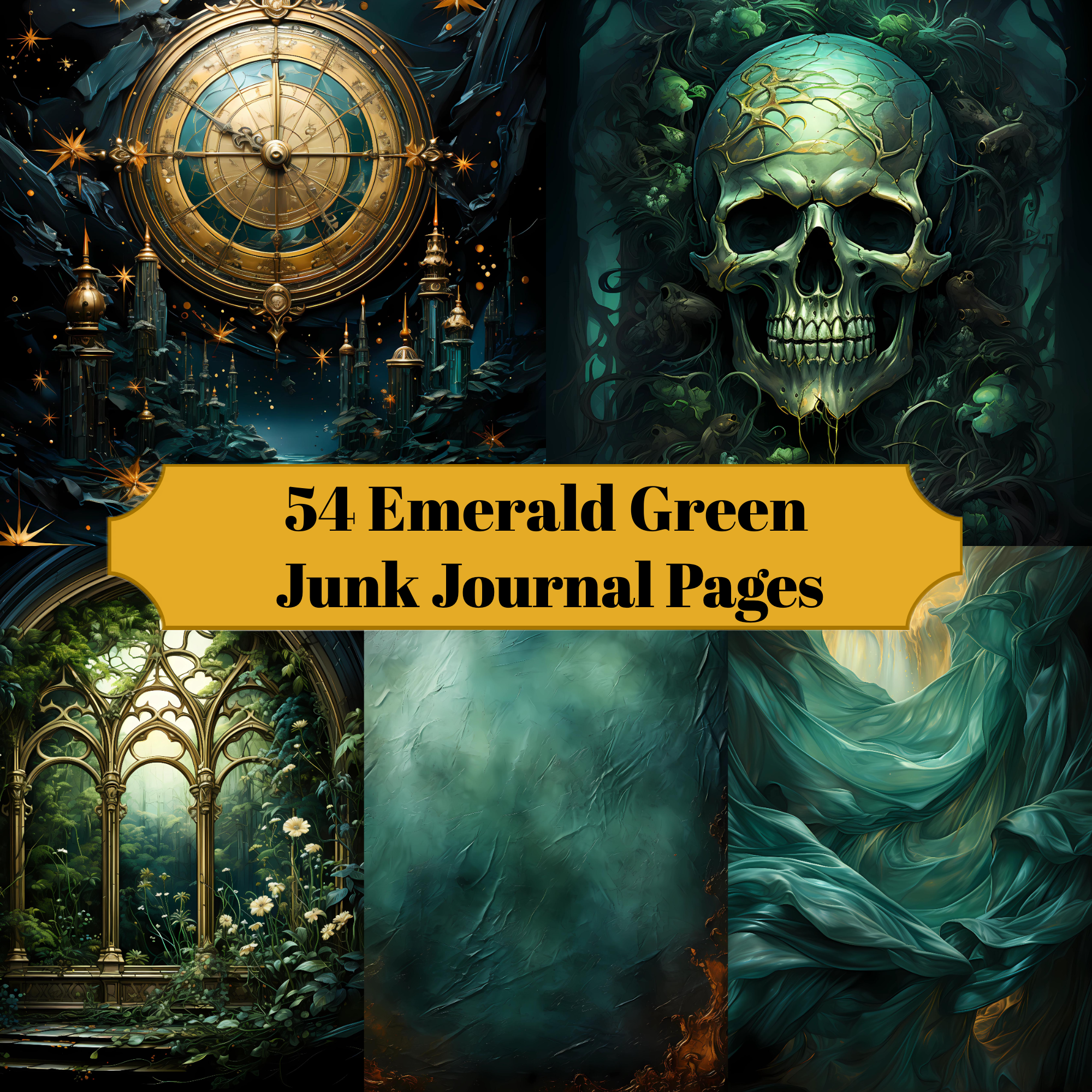 Emerald Green Junk Journal Pages