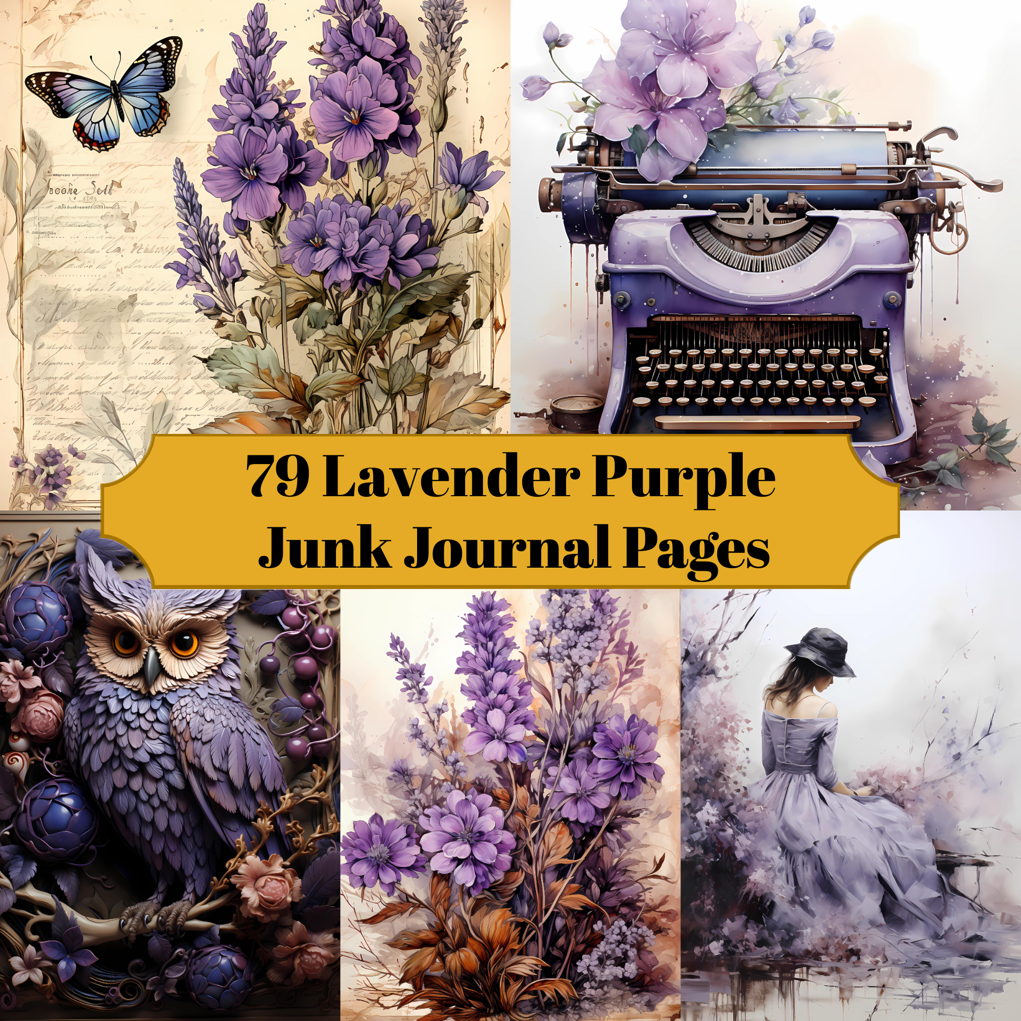 Lavender Purple Junk Journal Pages