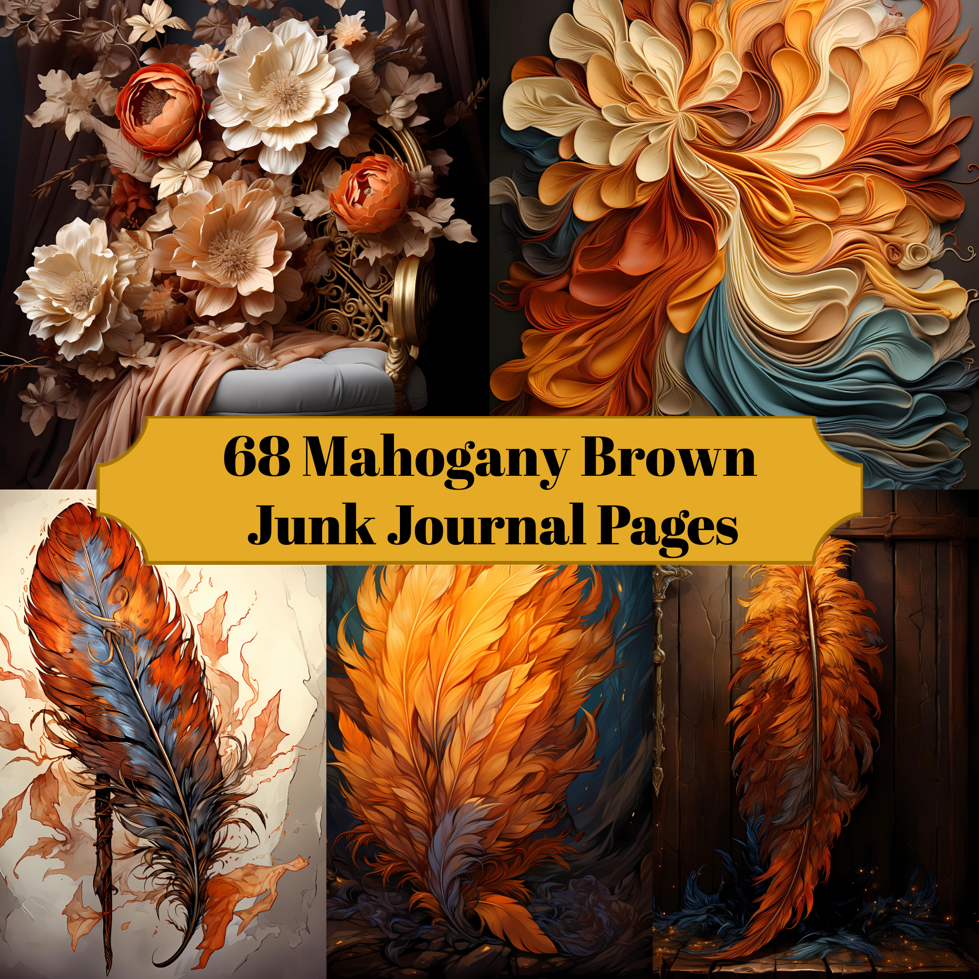 Mahogany Brown Junk Journal Pages