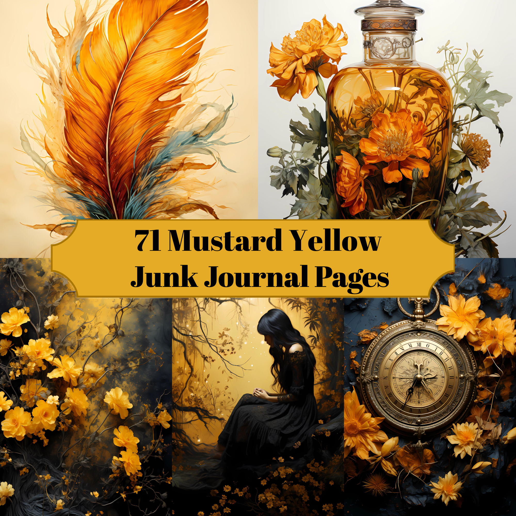 Mustard Yellow Junk Journal Pages