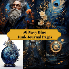 Navy Blue Junk Journal Pages - CraftNest