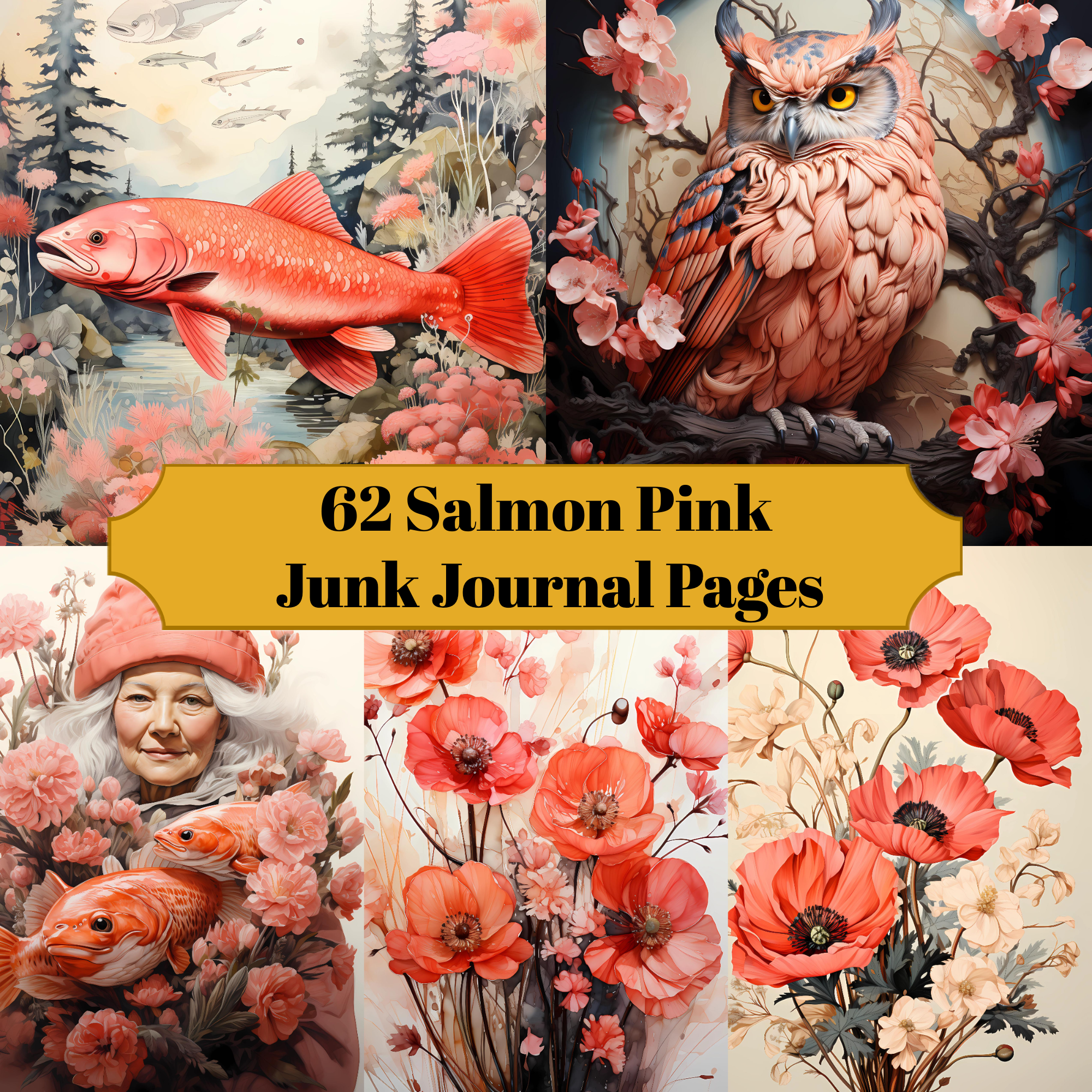 Salmon Pink Junk Journal Pages