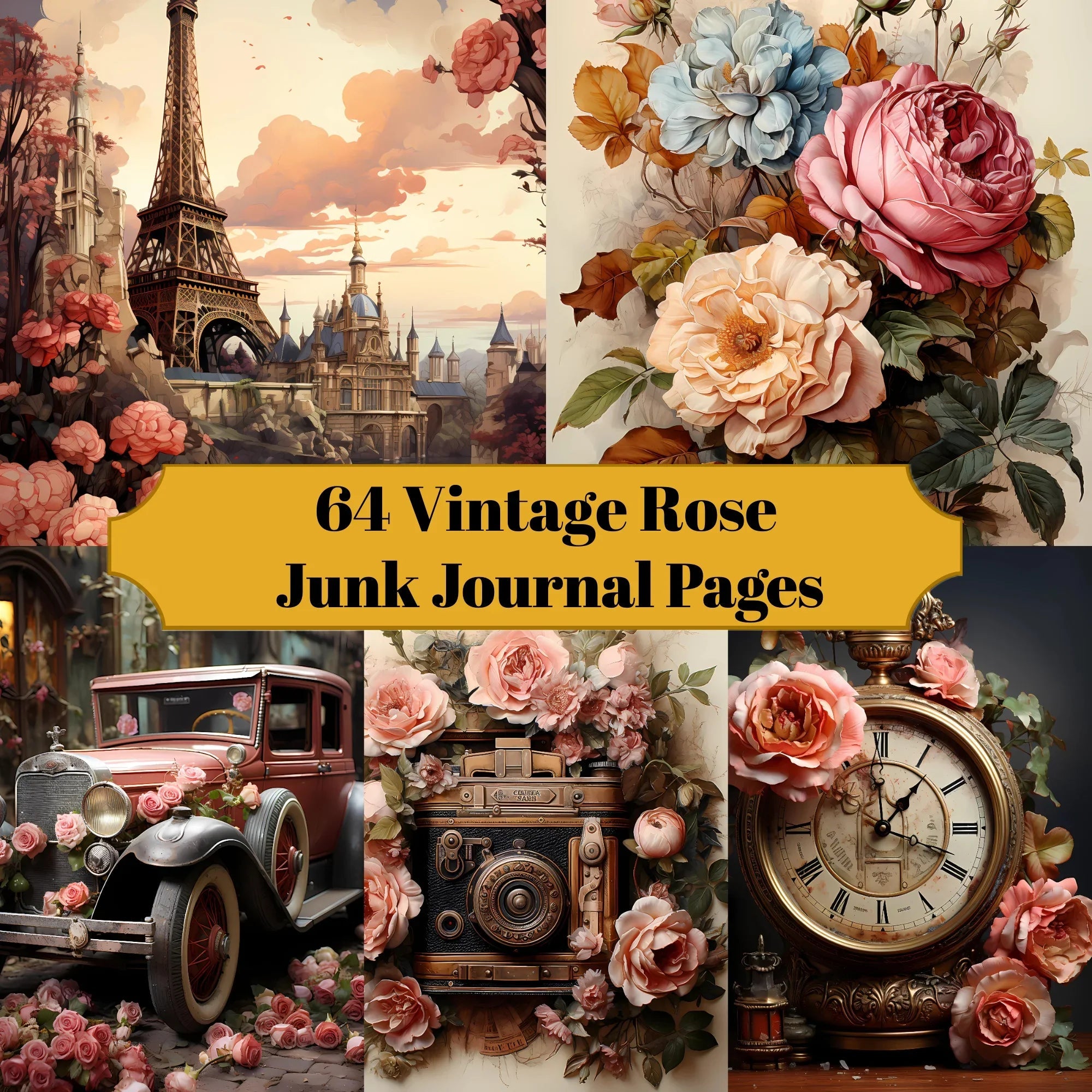 Vintage Rose Junk Journal Pages - CraftNest