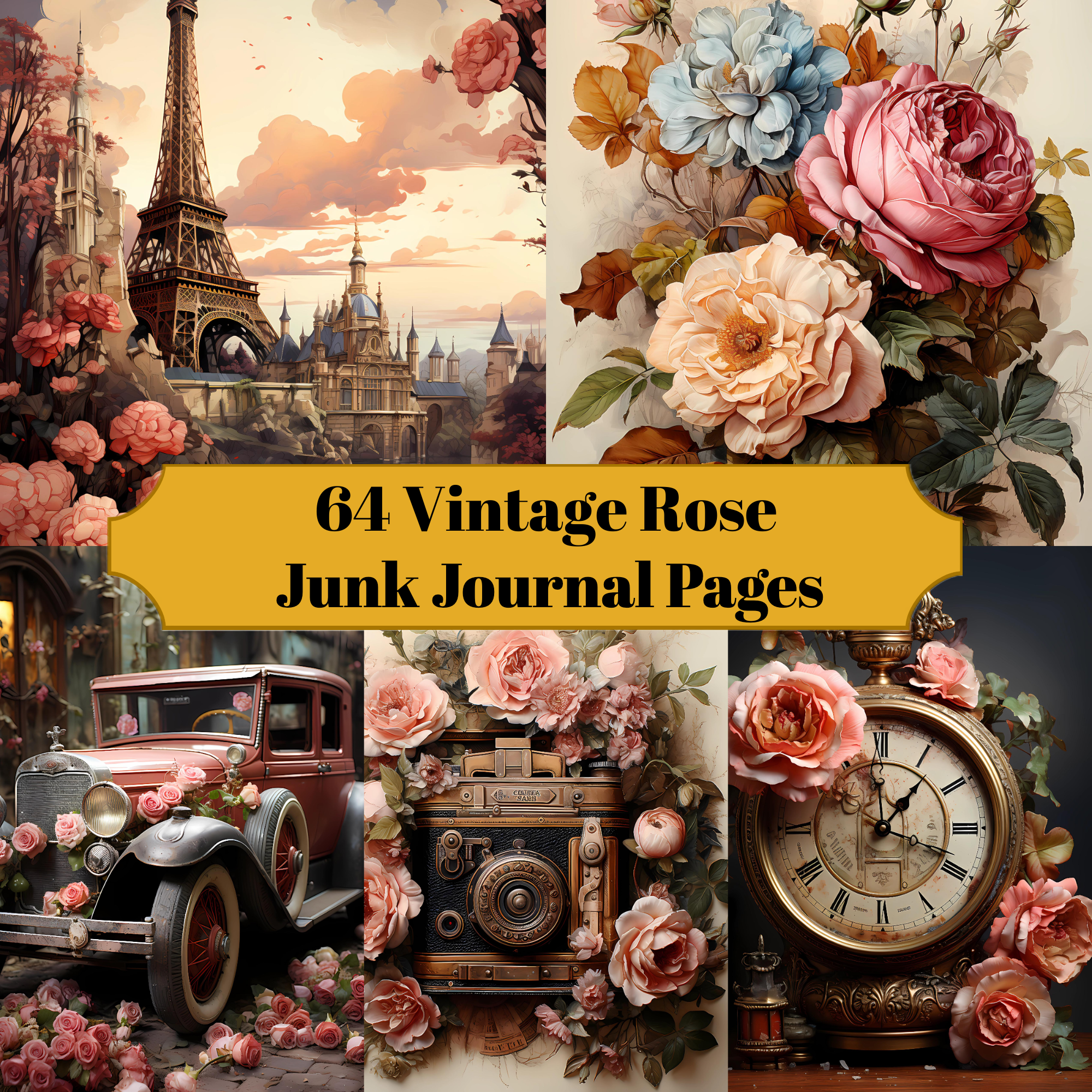 Vintage Rose Junk Journal Pages
