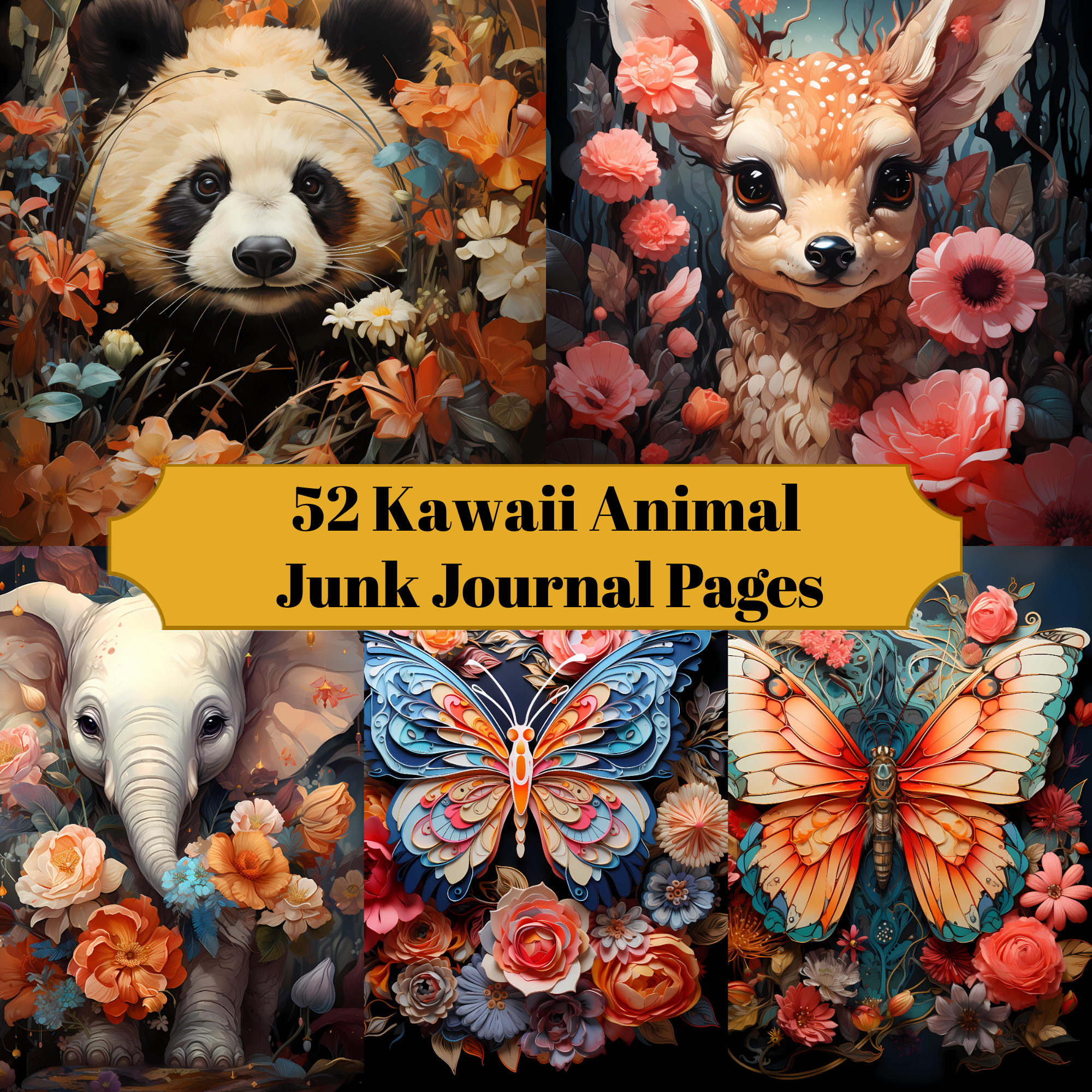 Kawaii Animal Junk Journal Pages