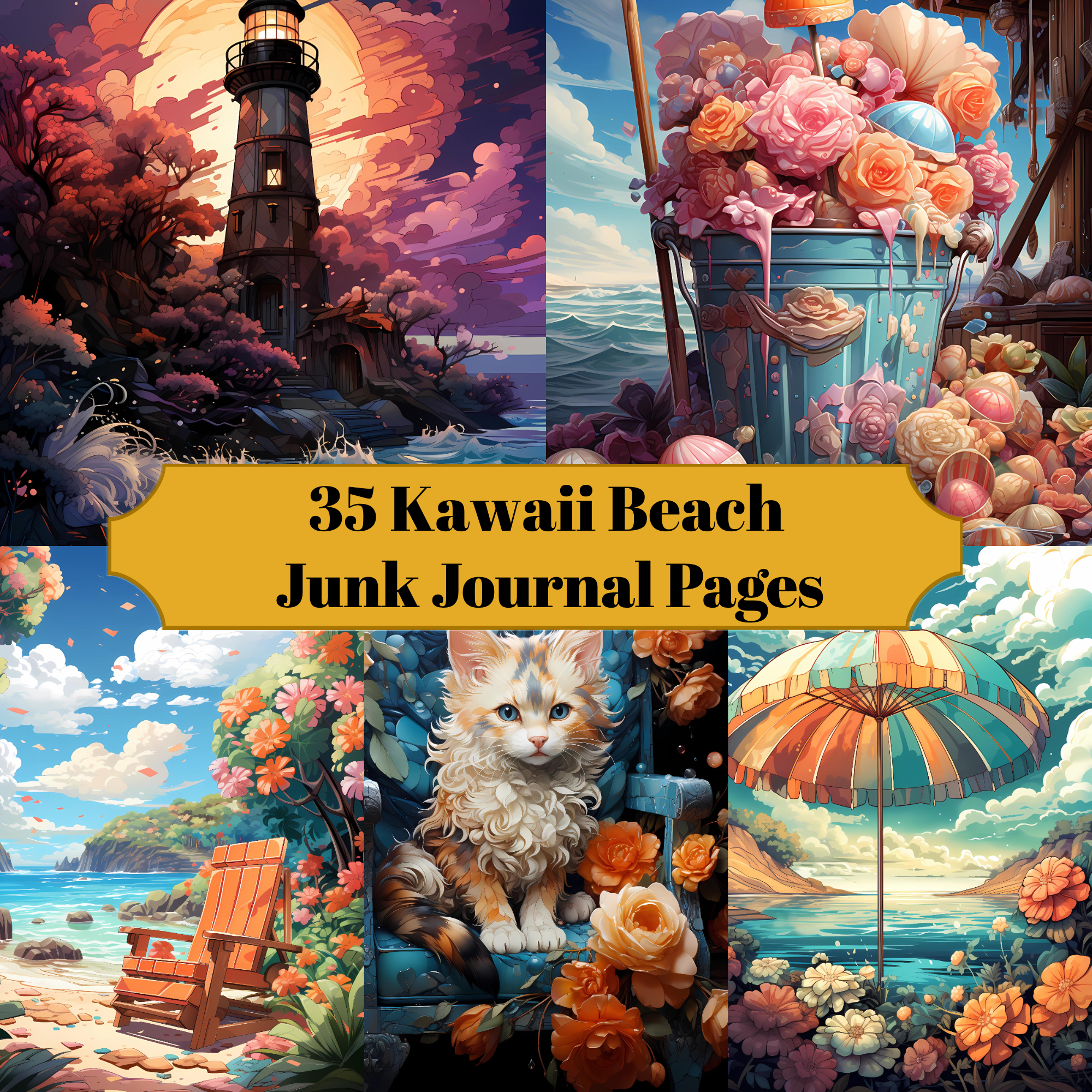 Kawaii Beach Junk Journal Pages