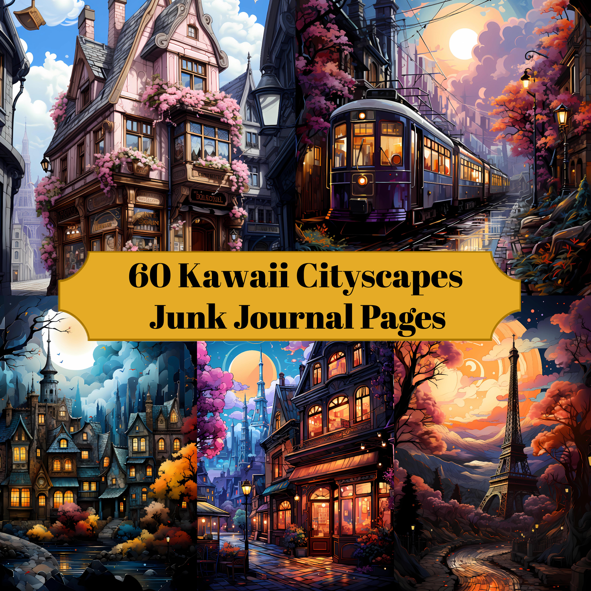 Kawaii Cityscapes Junk Journal Pages