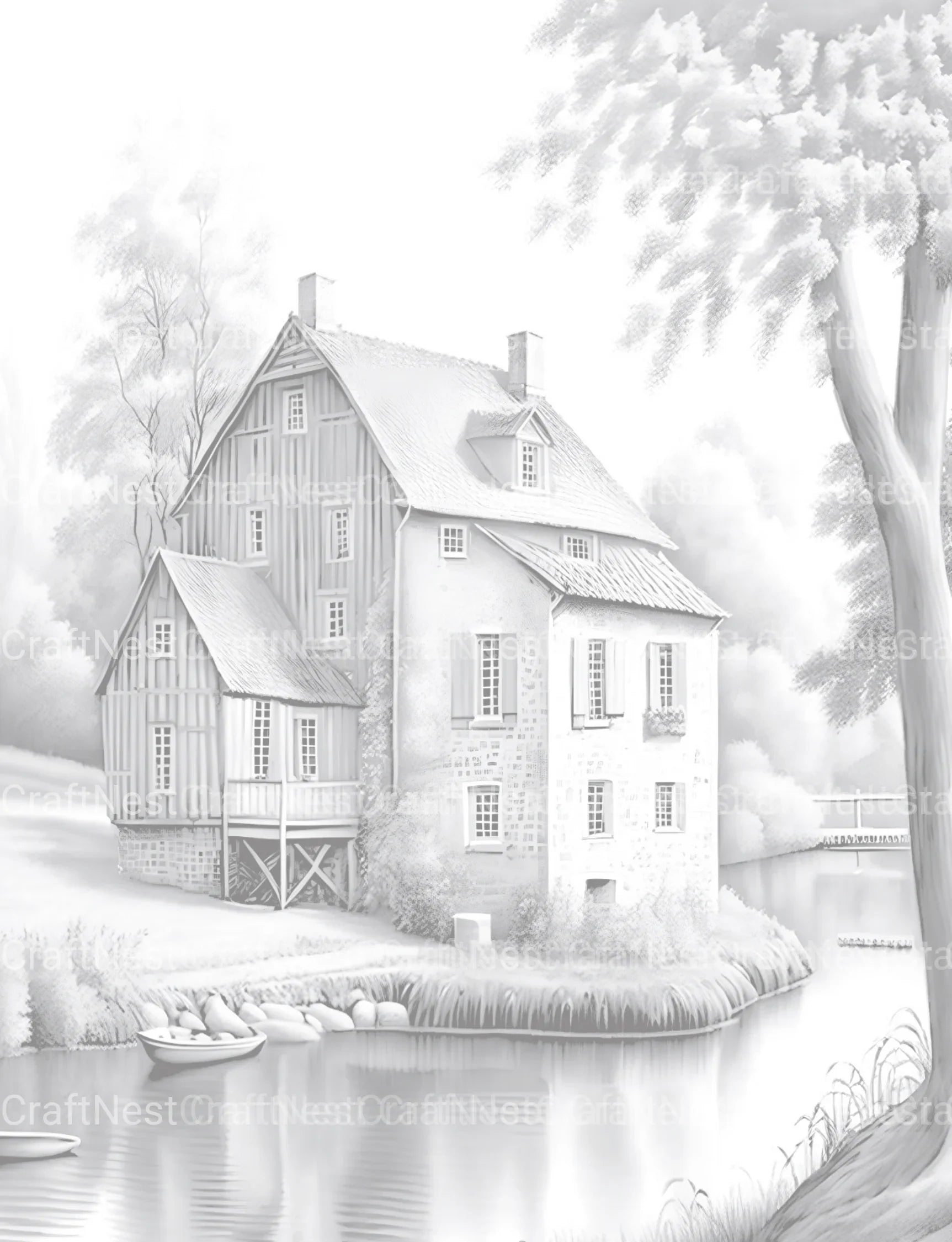 Old French Houses Coloring Book - CraftNest - Digital Crafting and Art