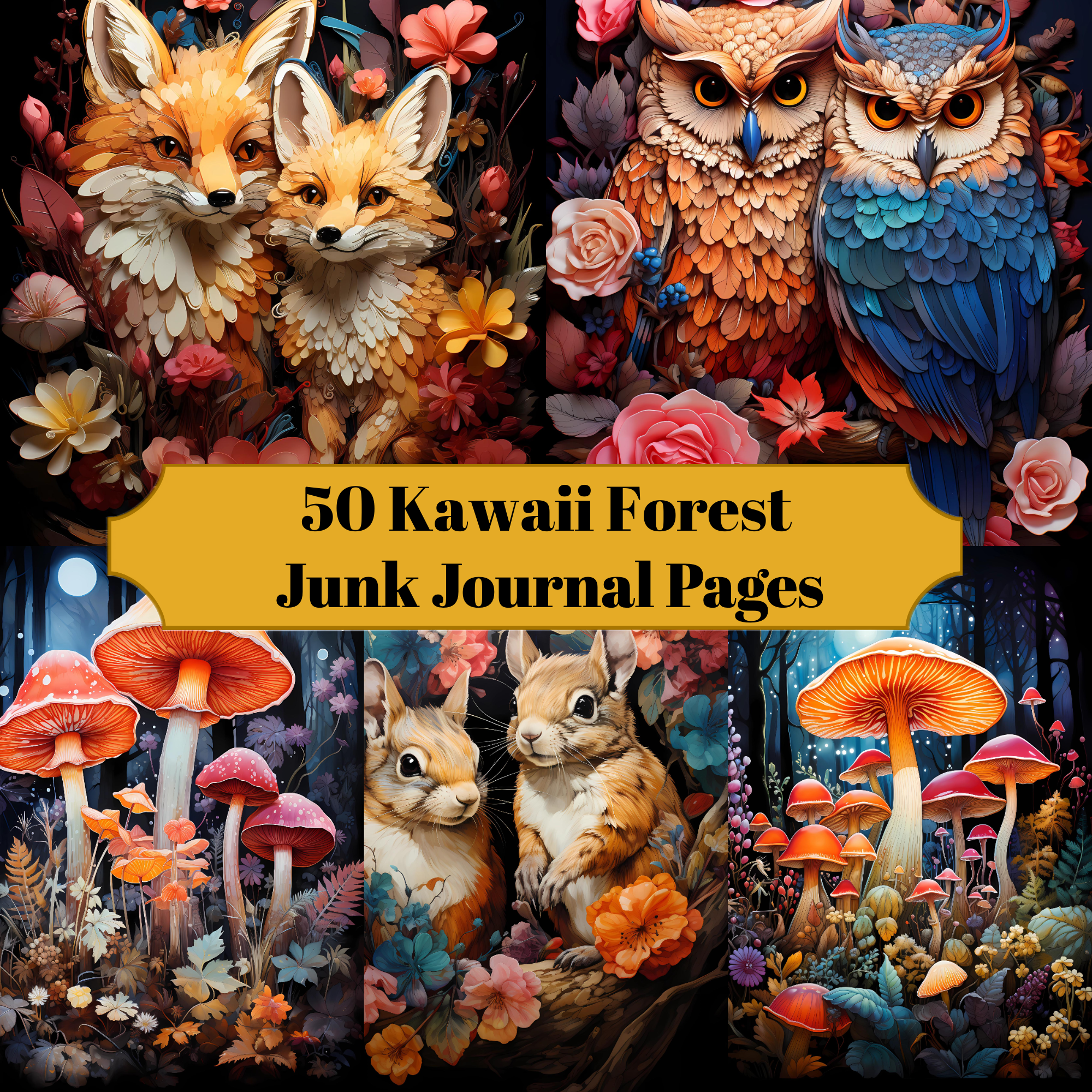 Kawaii Forest Junk Journal Pages
