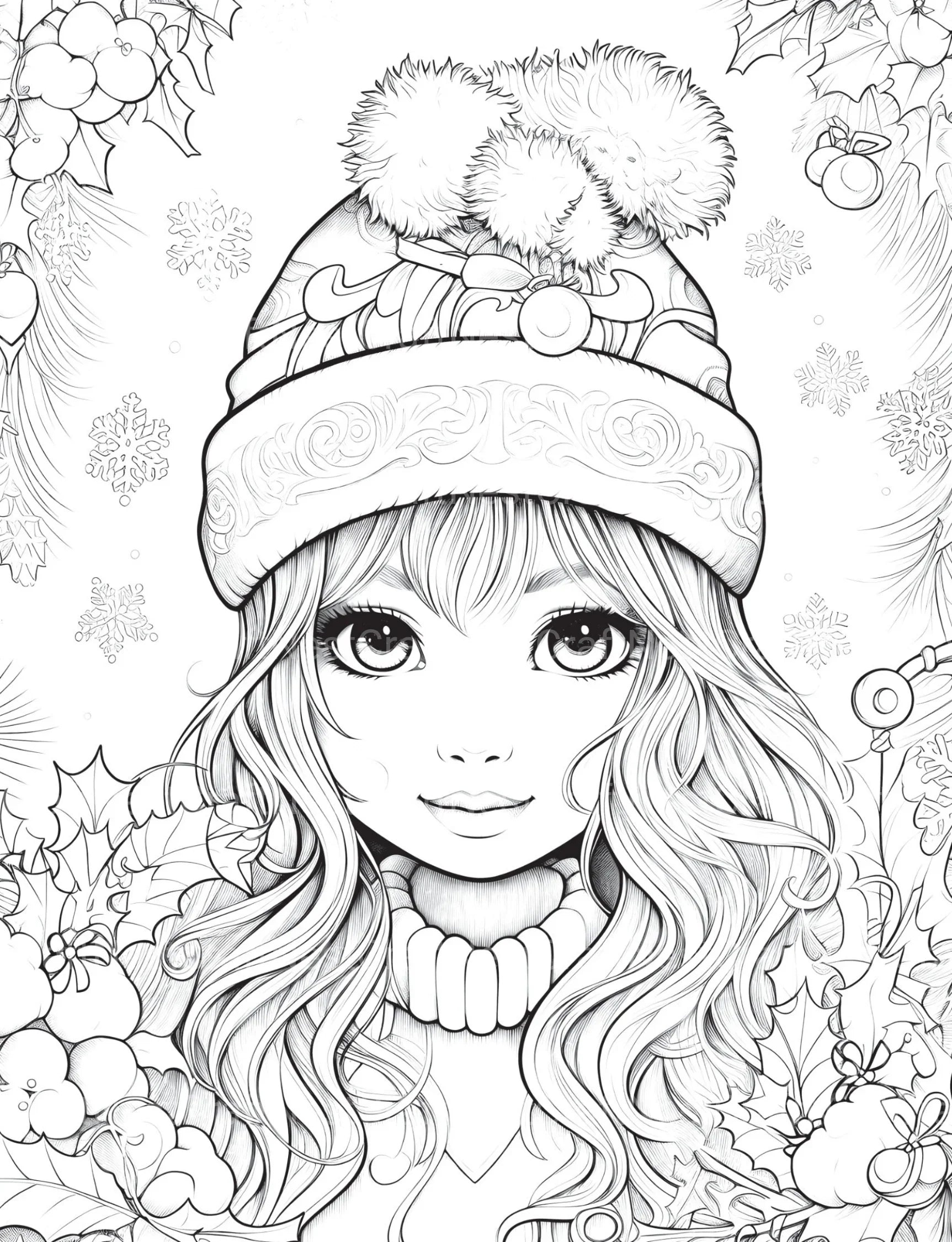 Christmas Girls Coloring Book - CraftNest - Digital Crafting and Art