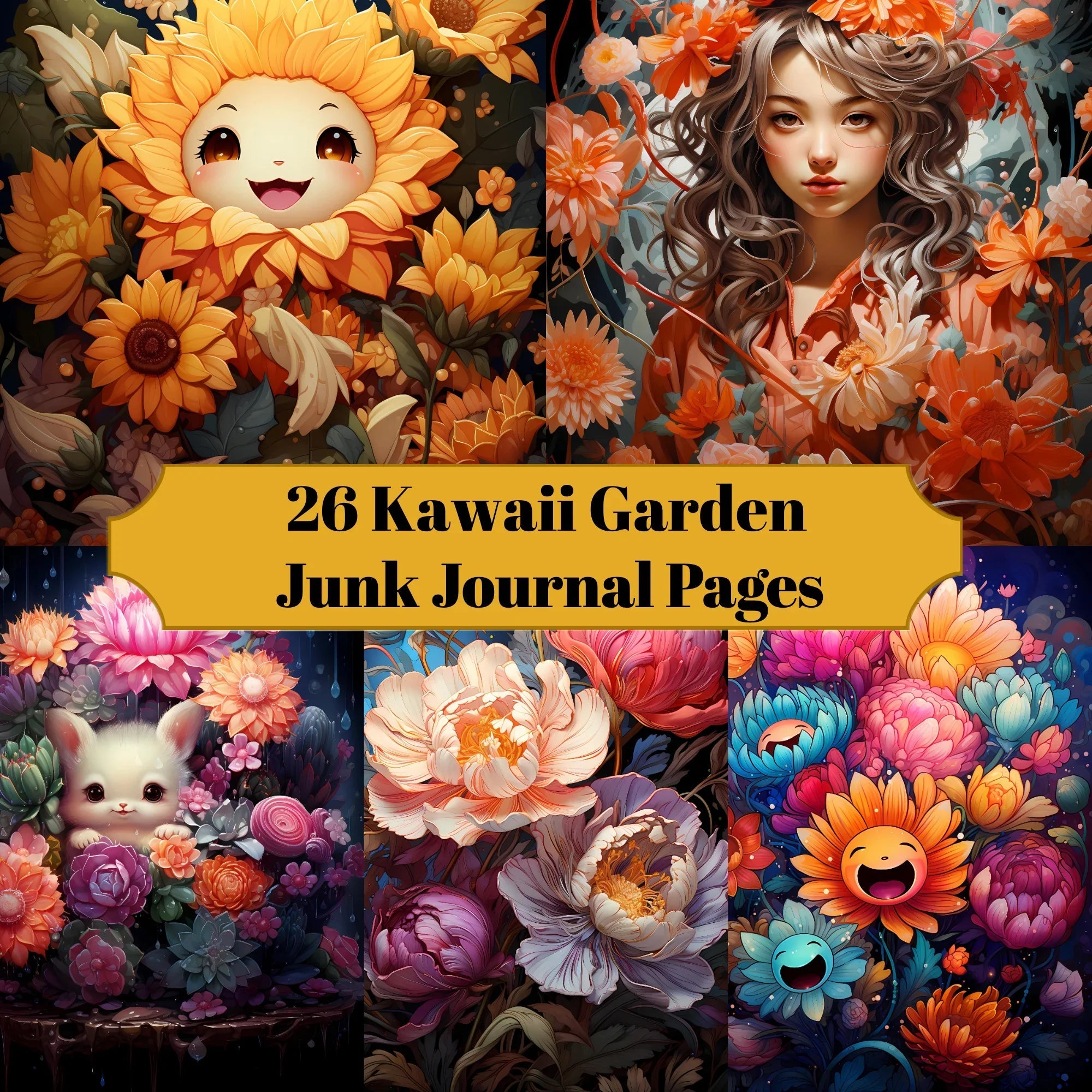 Kawaii Garden Junk Journal Pages - CraftNest