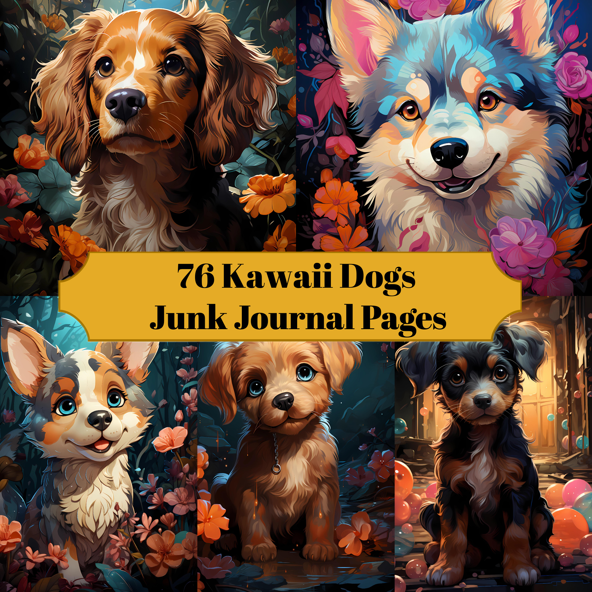 Kawaii Dogs Junk Journal Pages