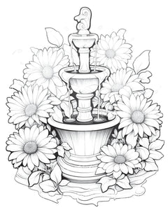 Blooming Fountain Coloring Book - CraftNest - Digital Crafting and Art