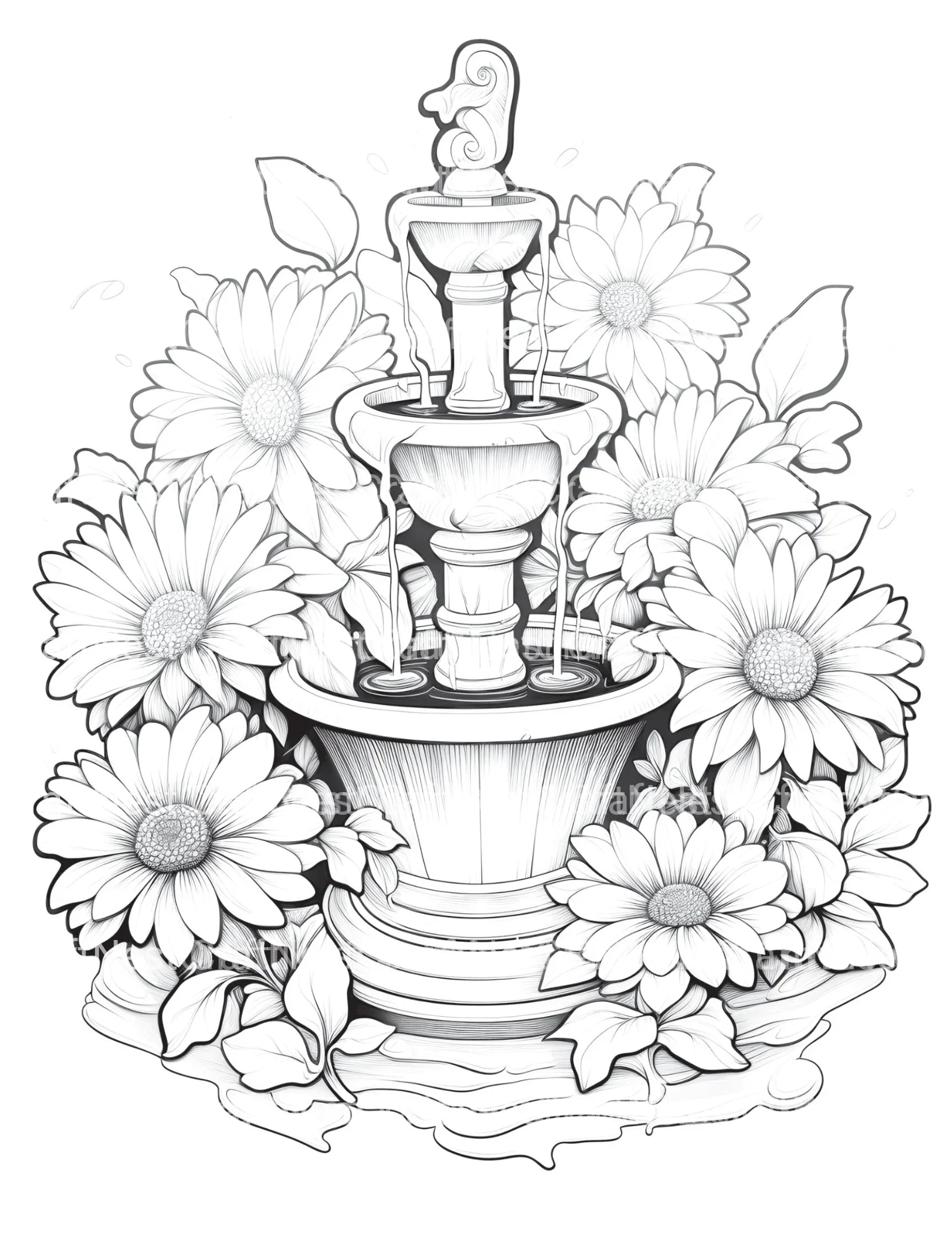 Blooming Fountain Coloring Book - CraftNest - Digital Crafting and Art