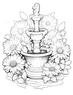 Blooming Fountain Coloring Book - CraftNest - Digital Crafting and Art