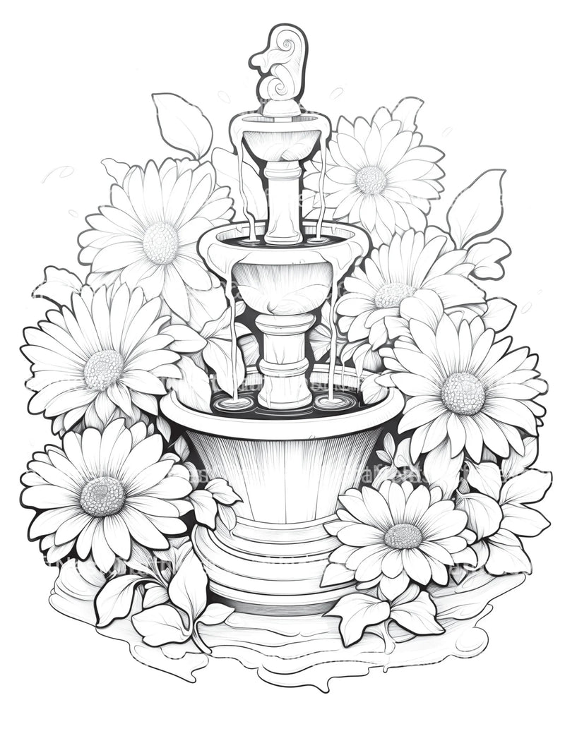 Blooming Fountain Coloring Book - CraftNest - Digital Crafting and Art