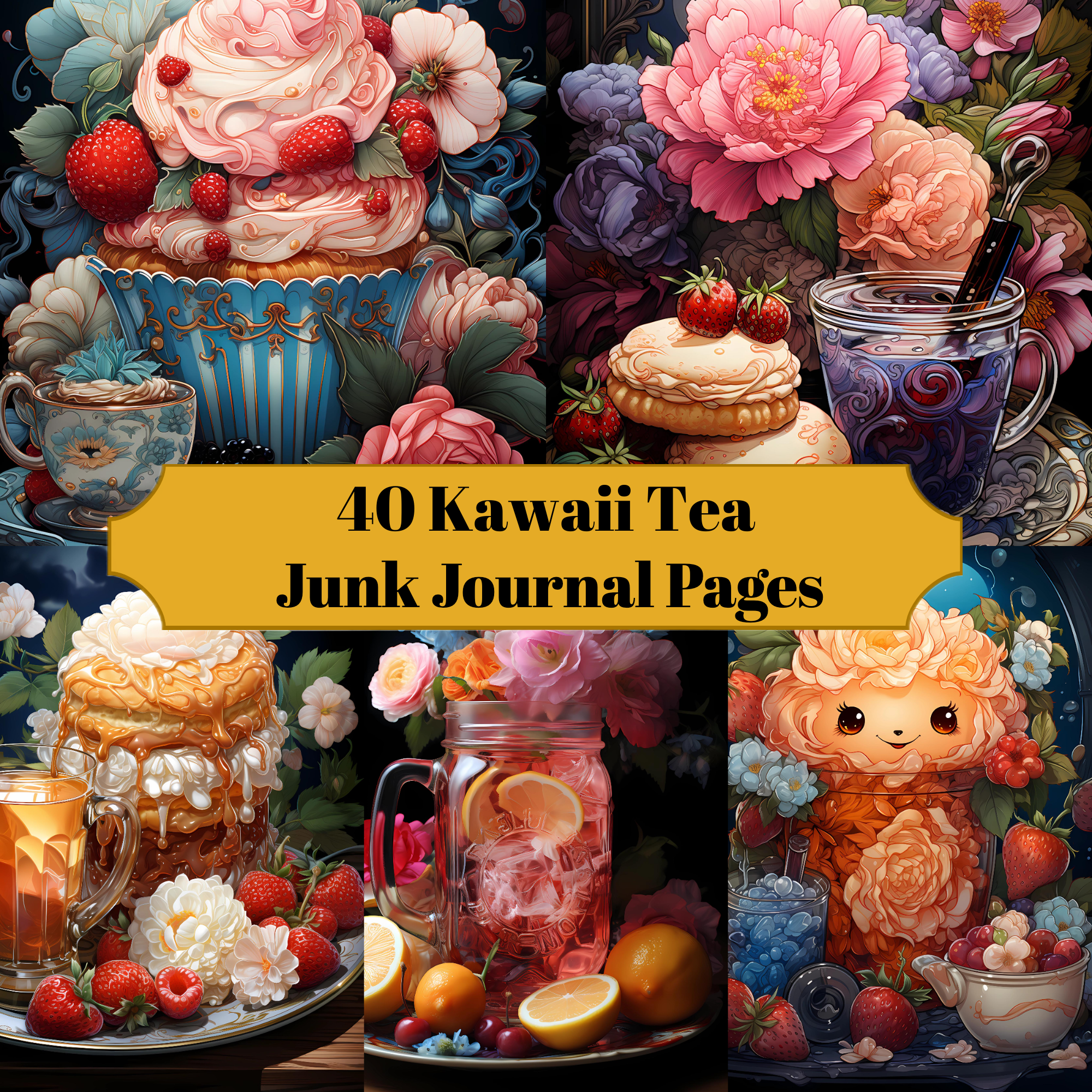 Kawaii Tea Junk Journal Pages