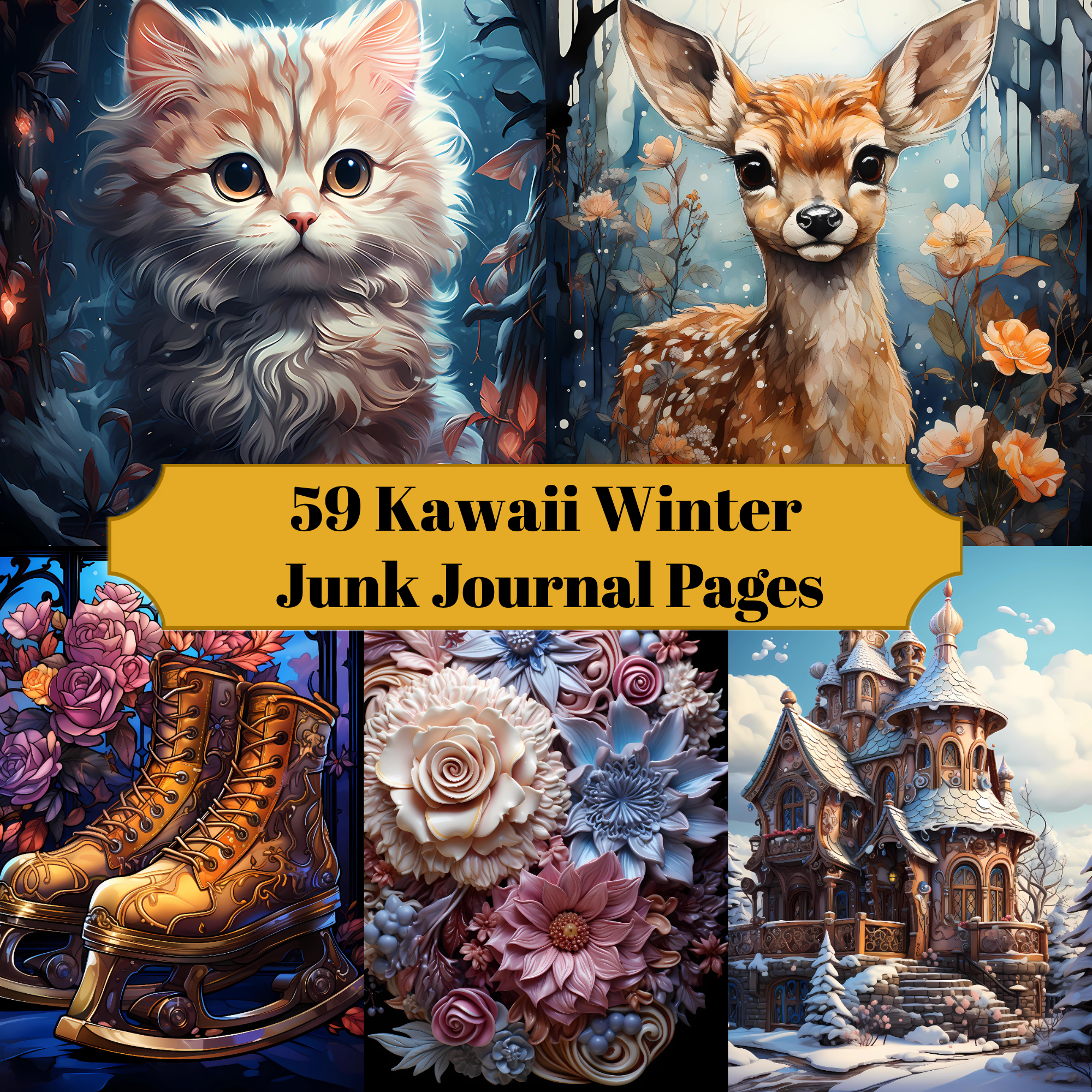 Kawaii Winter Junk Journal Pages