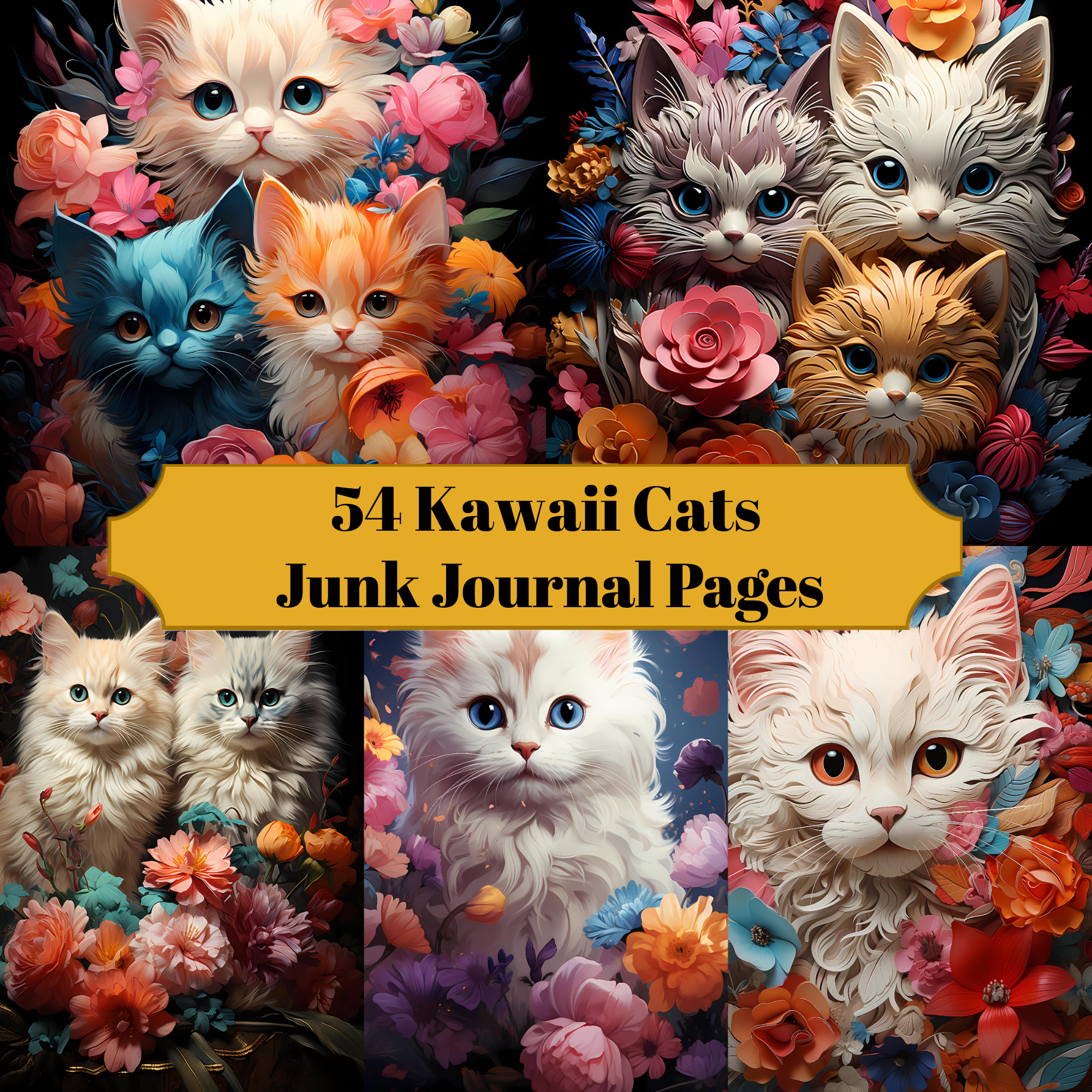 Kawaii Cats Junk Journal Pages