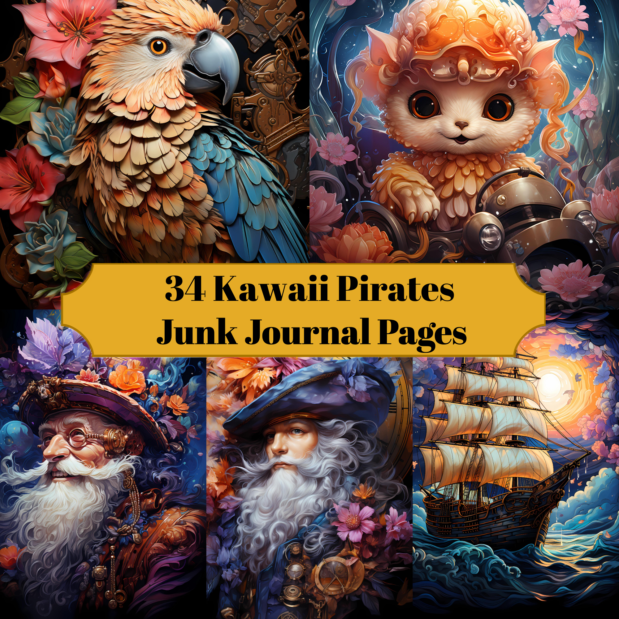 Kawaii Pirates Junk Journal Pages