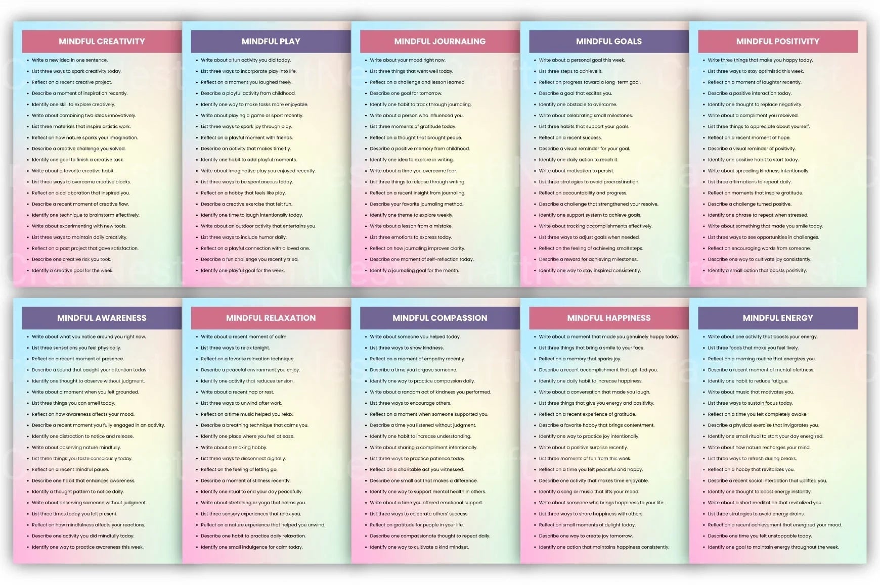 Mental Glow Prompts for Mindfulness and Well-being - CraftNest - Digital Crafting and Art