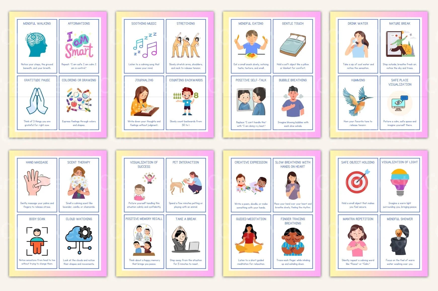 Calming Strategies Coping Skills Cards for Stress Relief - CraftNest - Digital Crafting and Art
