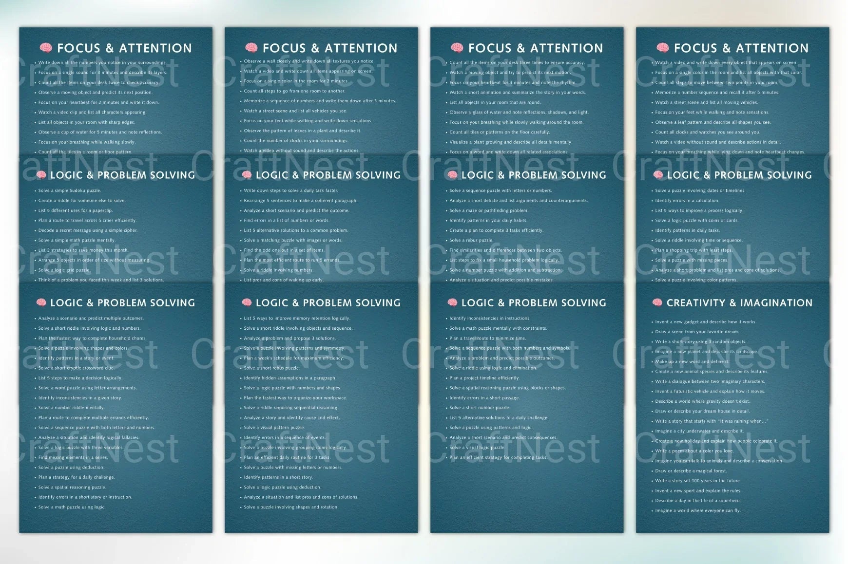 Brain Training Prompts Book for Cognitive Enhancement - CraftNest - Digital Crafting and Art