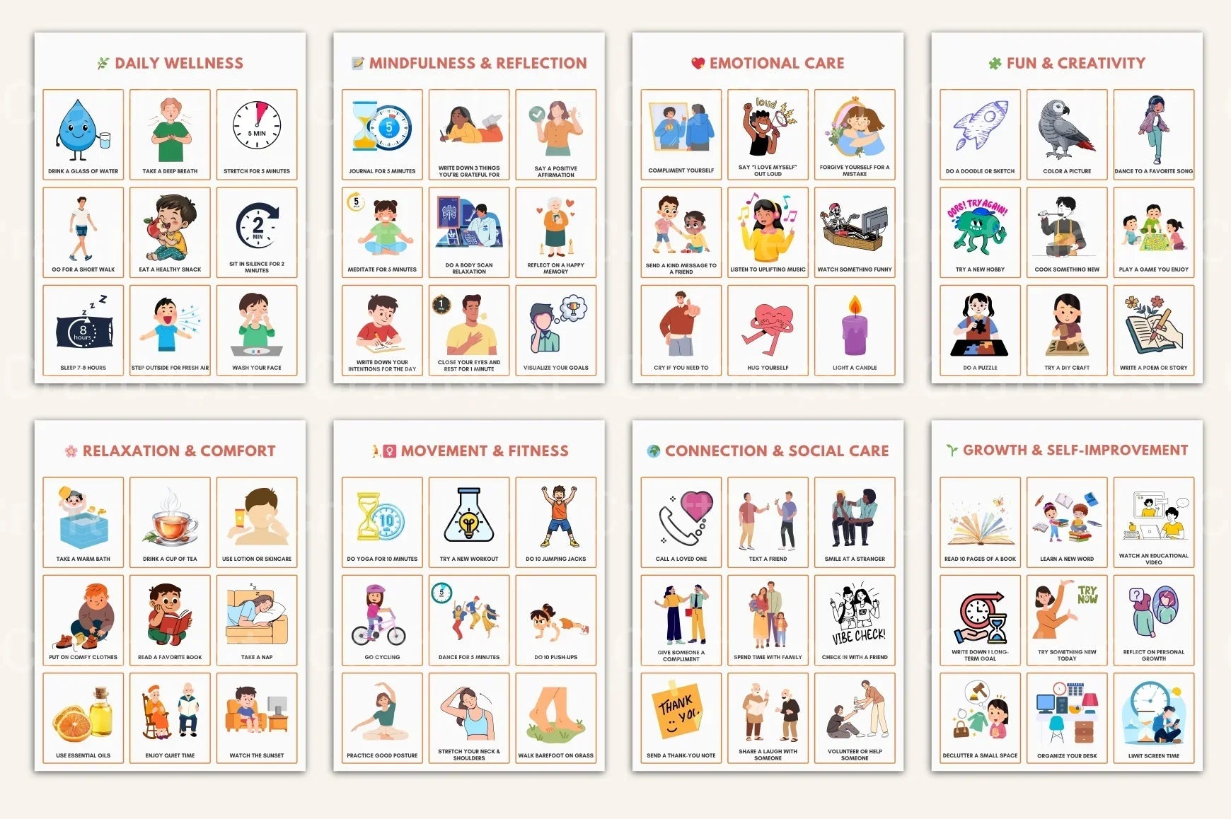 Self Care Bingo Cards for Wellness and Relaxation - CraftNest - Digital Crafting and Art