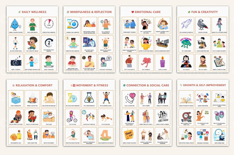 Self Care Bingo Cards for Wellness and Relaxation - CraftNest - Digital Crafting and Art