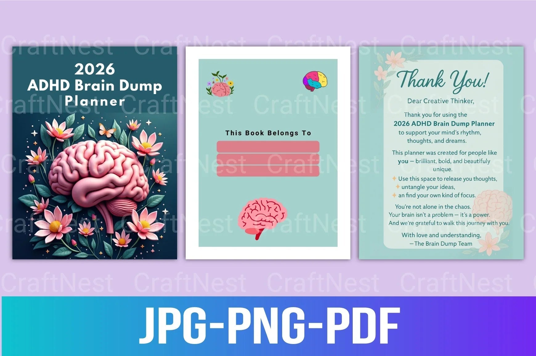ADHD Brain Dump Planner for Enhanced Focus - CraftNest - Digital Crafting and Art