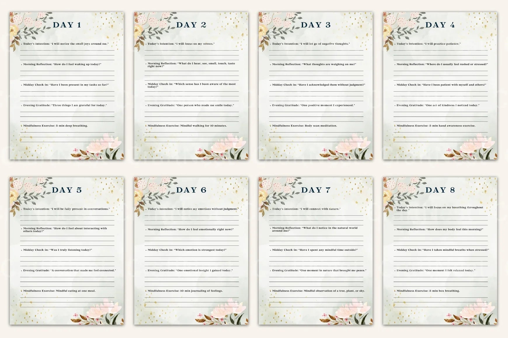 Daily Mindfulness Prompts for Enhanced Well-being - CraftNest - Digital Crafting and Art