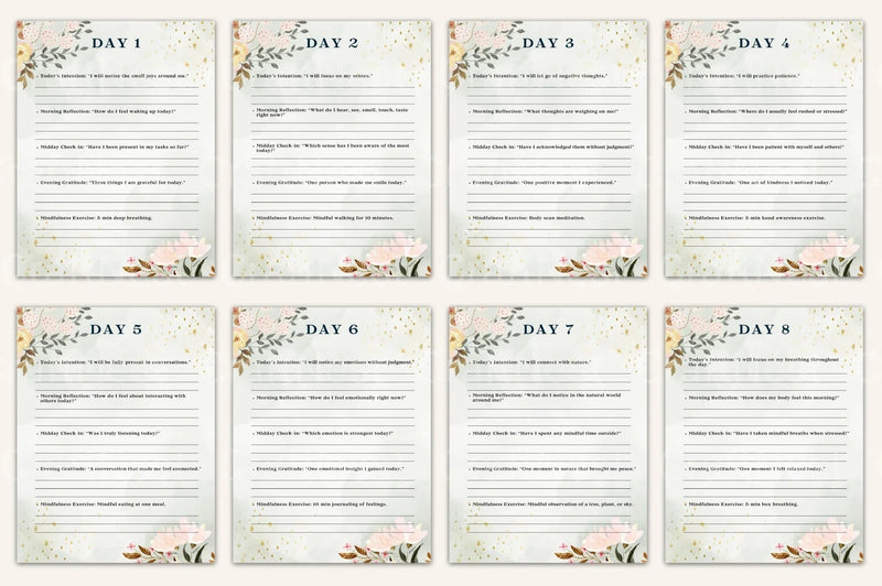 Daily Mindfulness Prompts for Enhanced Well-being - CraftNest - Digital Crafting and Art