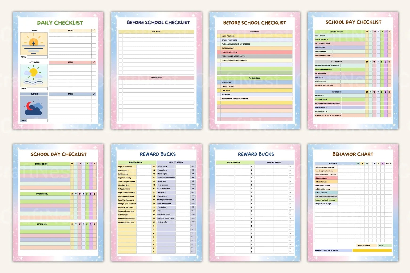 Kids Task Reward Charts for Motivation and Organization - CraftNest - Digital Crafting and Art