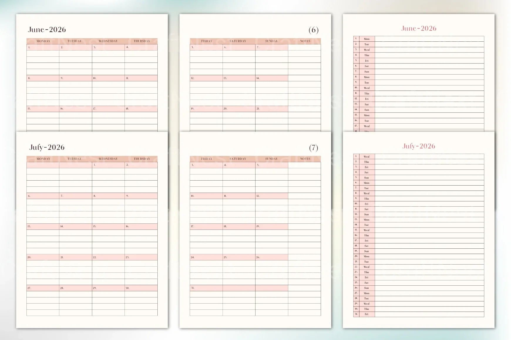 Monthly Organizer Template - CraftNest - Digital Crafting and Art