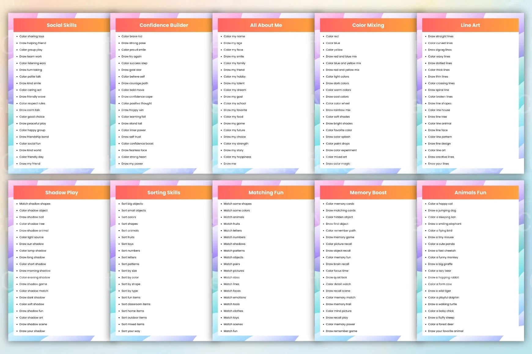 Kids Coloring Activity Prompts - CraftNest - Digital Crafting and Art