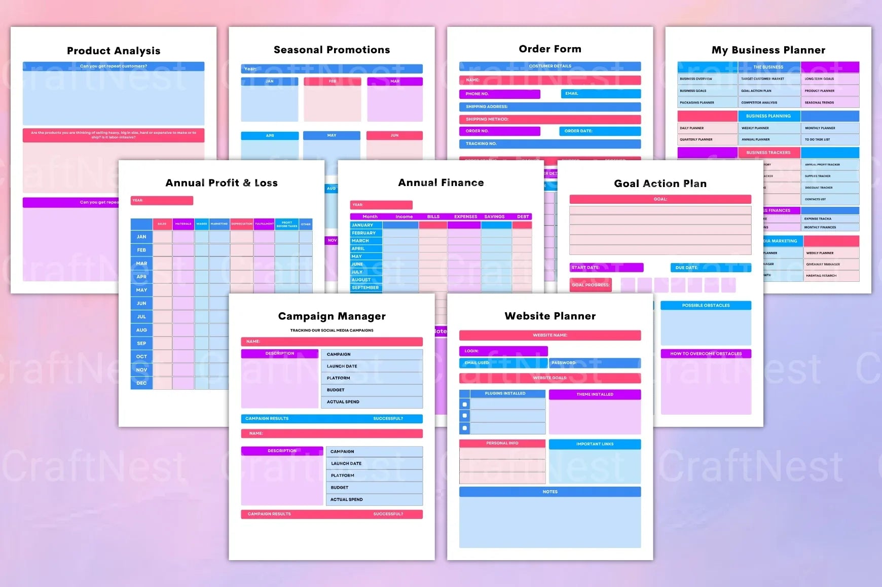 Small Business Planner for Entrepreneurs - CraftNest - Digital Crafting and Art