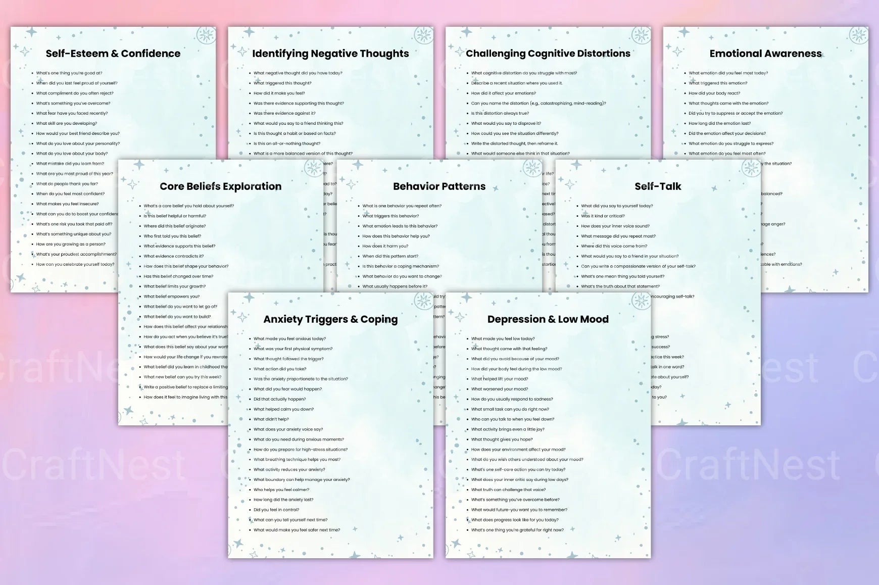 Cognitive Behavioral Prompts Workbook for Personal Growth - CraftNest - Digital Crafting and Art