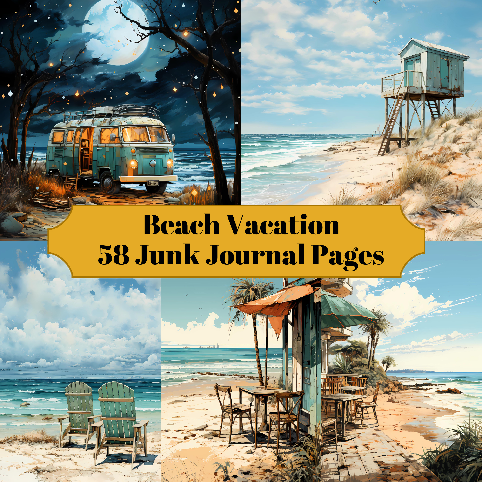 Beach Vacation Junk Journal Pages