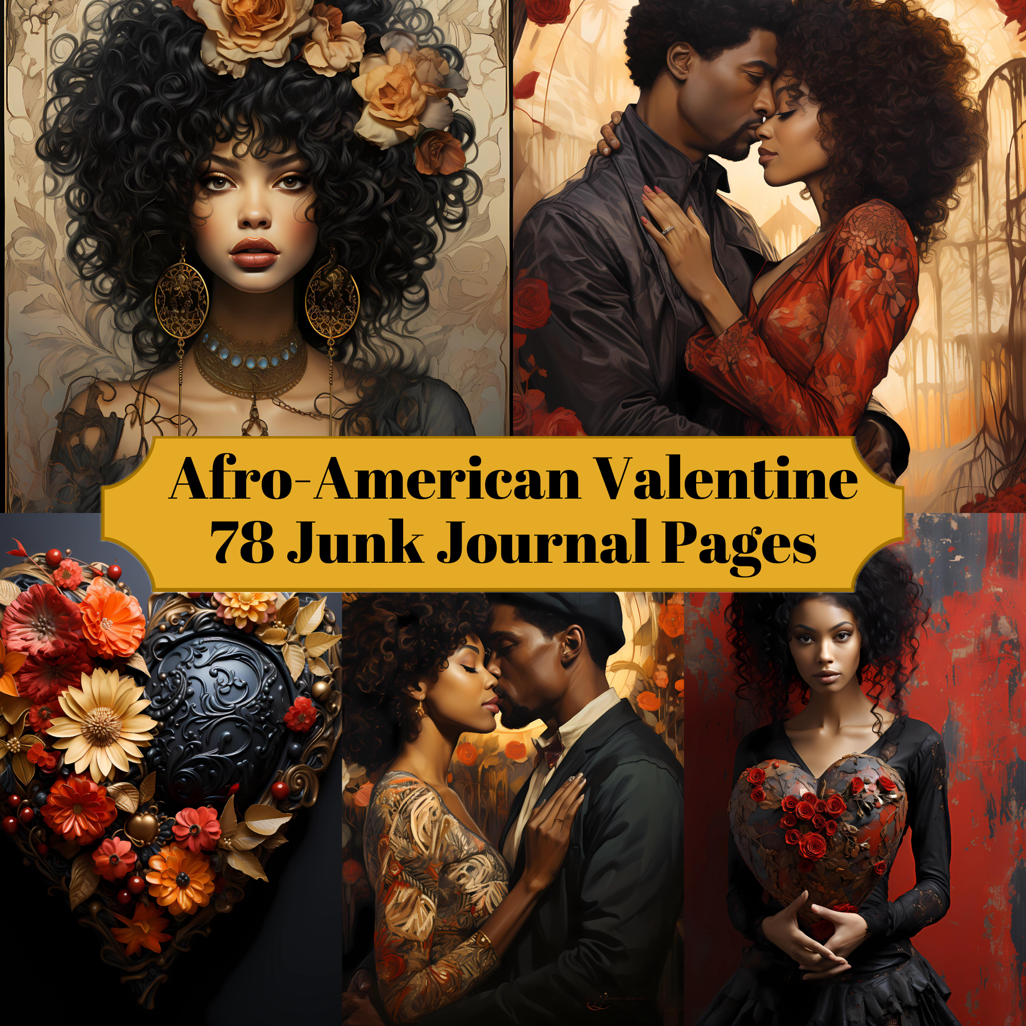 Afro-American Valentine's Day Junk Journal Pages