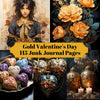 Gold Valentine's Day Junk Journal Pages